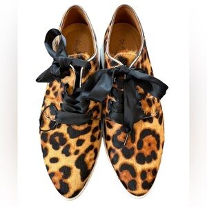 Johnston & Murphy Leopard Print Lace-Up Shoes with Black Ribbon Size 7